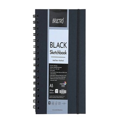 BRUSTRO A5 200GSM BLACK Sketch Book 80pgs